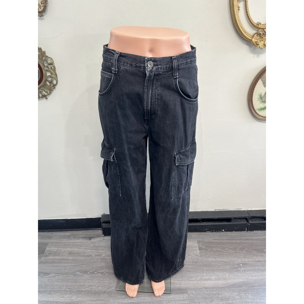 AGOLDE Minka High Rise Black Cargo Wide Leg Denim Jeans Size 26